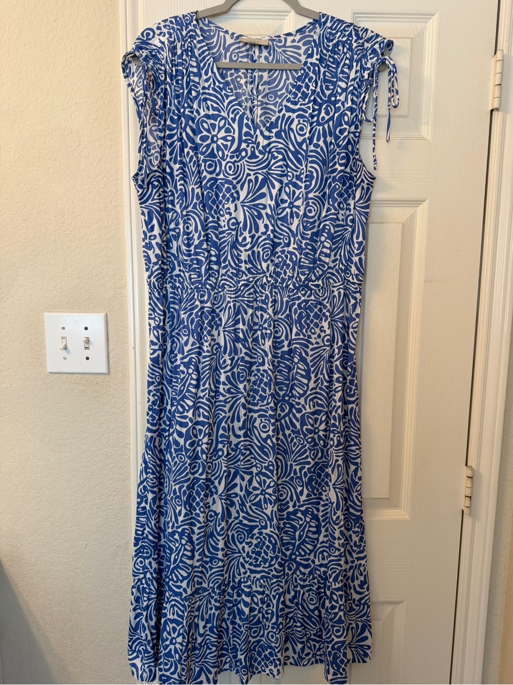 LOFT Blue and White Floral Maxi Dress